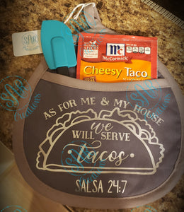 'As for me and my House we will Serve Tacos Salsa 24:7' Potholder