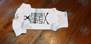 'Ducks, Trucks, and Eight Point Bucks" Baby Onesie